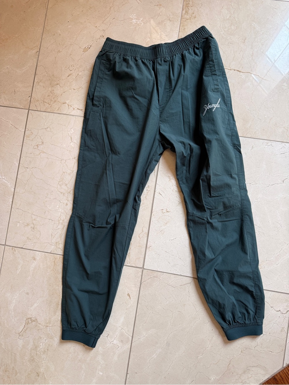 Young LA Men's Dark Green Jogger Pants - Lightweight Casual